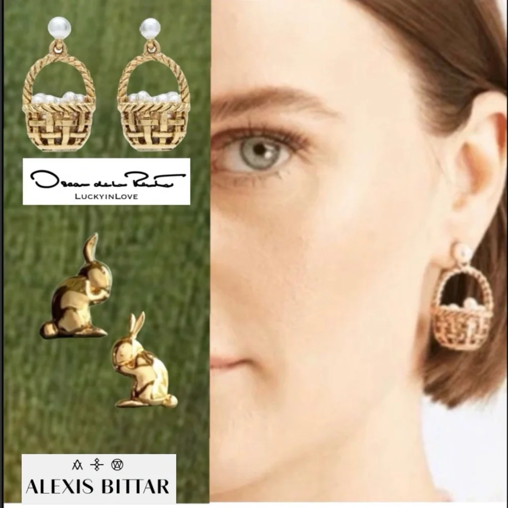 Bunny & Basket of Pearls basket Earring 🧺 🐇 ALEXIS Bittar Oscar de La Renta
